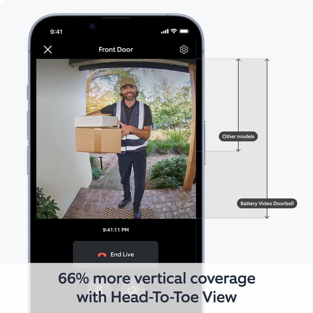 Ring Battery Video Doorbell (2024 Release) | DIY Wireless Camera with Head-To-Toe View, HD Video | Easy 5 Minute Installation | Built-in Battery | 30-Day Free Trial of Ring Home Security - Thumbnail 4